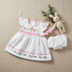 New Baby Girl Dress Set with matching headband underwear size 3 to 6 months